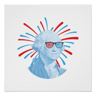 4. Juli George Washington Glasses Poster