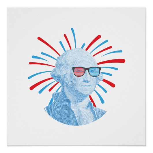 4. Juli George Washington Glasses Poster (Vorderseite)