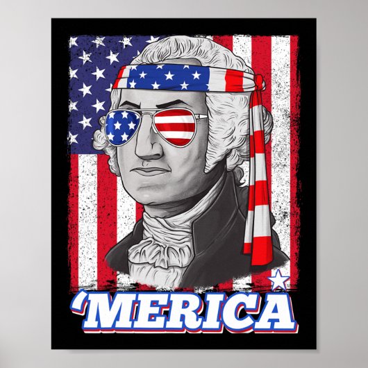 4. Juli George Washington Patriotic Merica Fla Poster (Vorne)