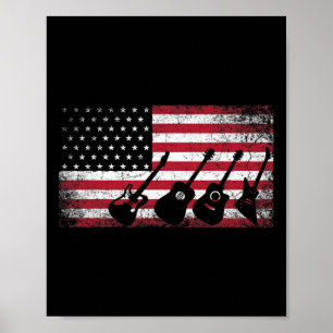 4. Juli Geschenk für Männer Vater Gitarre Musiker Poster
