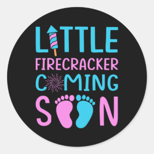 4. Juli Geschlechtsenthüllung Little Firecracker C Runder Aufkleber