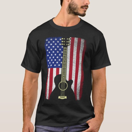 4. Juli Gitarrenmusiker USA Flag T-Shirt (Vorderseite)