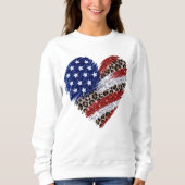 4. Juli Glitter-Herz-Leopard-USA-Flagge Sweatshirt (Vorderseite)
