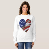 4. Juli Glitter-Herz-Leopard-USA-Flagge Sweatshirt (Vorne ganz)