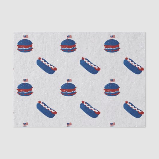 4. Juli Glitzer Burger & Hot Dog Seidenpapier (Vorderseite)