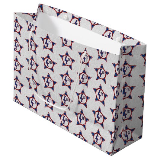 4. Juli Glitzer Große Geschenktüte (Vorderseite Schrägansicht)