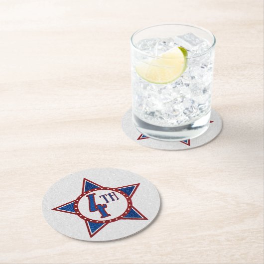 4. Juli Glitzer Runder Pappuntersetzer (Vor Ort)