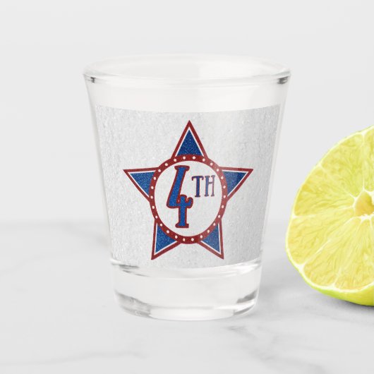 4. Juli Glitzer Schnapsglas (Vorderseite)