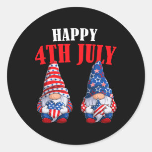 4. Juli Gnome Amerika Unabhängigkeitstag Patriotis Runder Aufkleber