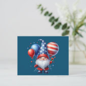 4. Juli Gnome Balloons Independence Day Postkarte (Stehend Vorderseite)
