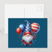 4. Juli Gnome Balloons Independence Day Postkarte (Vorne/Hinten)
