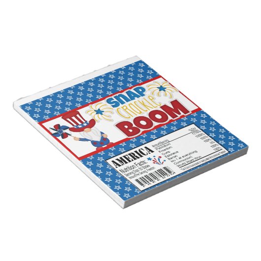 4. Juli Gnome Candy Bar Wrapper Gastgeschenke Notizblock (angewinkelt)