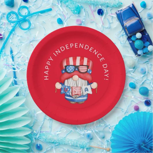 4. Juli Gnome Independence Day Party Pappteller (Party)