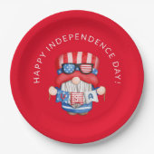4. Juli Gnome Independence Day Party Pappteller (Vorderseite)