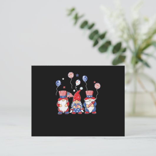 4. Juli Gnome Independence Day Postkarte (Stehend Vorderseite)