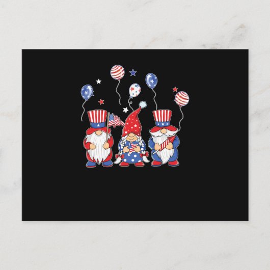 4. Juli Gnome Independence Day Postkarte (Vorderseite)