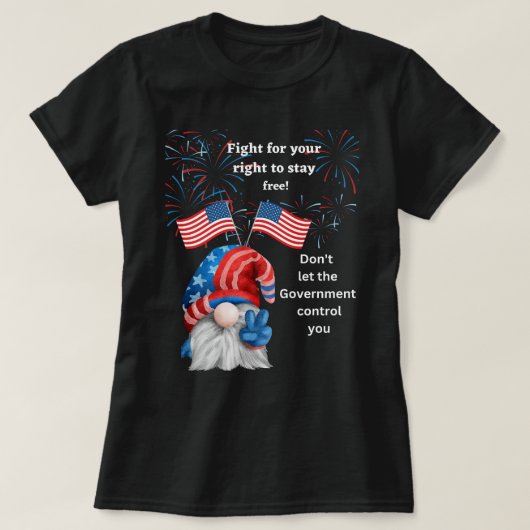 4. Juli Gnome mit USA Flag T - Shirt (Design vorne)
