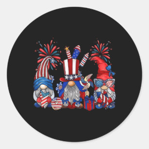 4. Juli Gnome patriotisch lustig Unabhängigkeit Runder Aufkleber