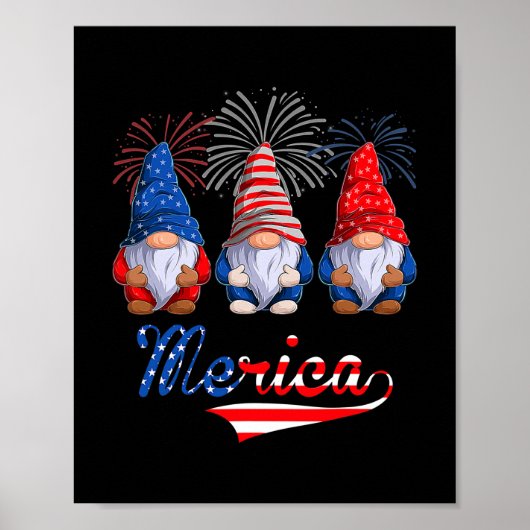 4. Juli Gnomes Kid Patriotic Gnomes US Flag Poster (Vorne)