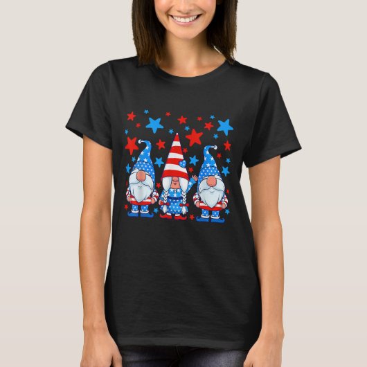 4. Juli Gnomes Patriotic American Flag Niedlich Gn T-Shirt (Vorderseite)
