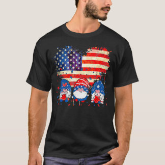 4. Juli Gnomes Patriotic American Flag Niedlich T-Shirt