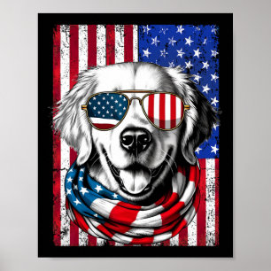 4. Juli Golden Retriever Hund American Flag USA Poster