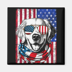 4. Juli Golden Retriever Hund Amerikanische Flagge Magnet