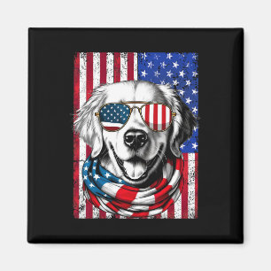 4. Juli Golden Retriever Hund Amerikanische Flagge Magnet