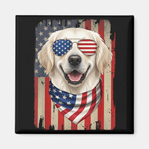 4. Juli Golden Retriever Hund Amerikanische Flagge Magnet