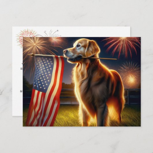 4. Juli Golden Retriever Postkarte (Vorne/Hinten)