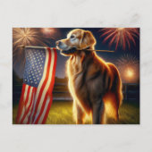 4. Juli Golden Retriever Postkarte (Vorderseite)