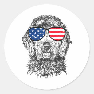 4. Juli Goldendoodle Doodle Hund Patriotisch Usa  Runder Aufkleber