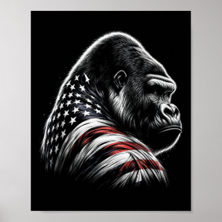 4. Juli Gorilla-Liebhaber USA Amerikanische Flagge Poster