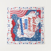 4. Juli, Gott segne Amerika Wandteppich (Vorderseite (Horizontal))