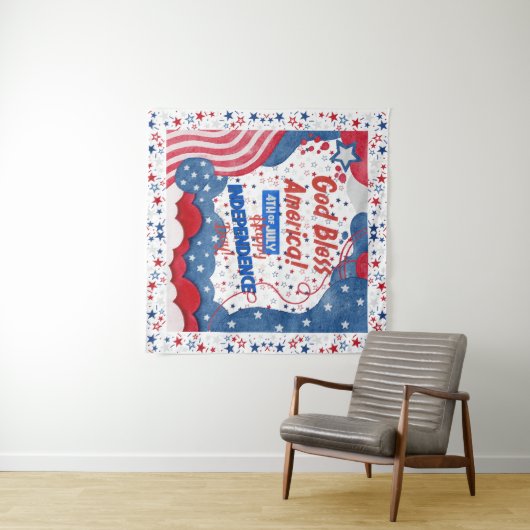 4. Juli, Gott segne Amerika Wandteppich (Beispiel (Horizontal))