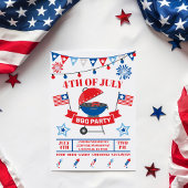 4. Juli Grill Navy Blauer Barbeque GRILLEN Party Einladung