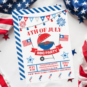 4. Juli Grill Navy Blauer Barbeque GRILLEN Party Einladung