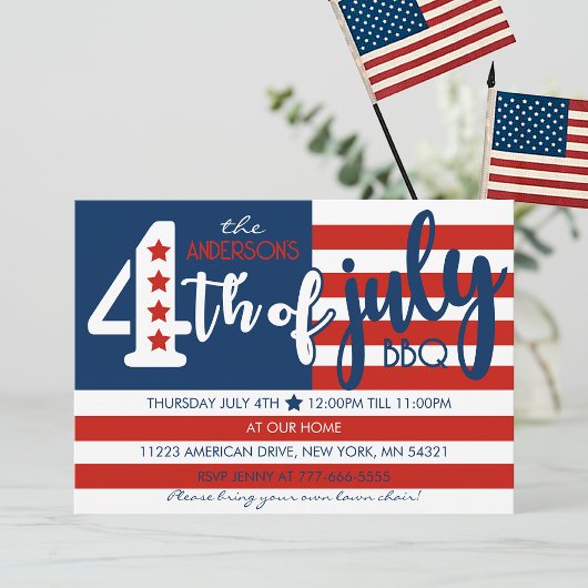 4. Juli GRILLEN American Flag Inspiriert Party Einladung