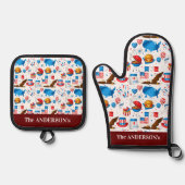 4. Juli GRILLEN American Flag Pattern Ofenhandschuh & Topflappen-Set (Vorderseite)