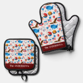 4. Juli GRILLEN American Flag Pattern Ofenhandschuh & Topflappen-Set (Vorderseite/Rückseite)
