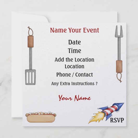 4. Juli - GRILLEN Cook Out ! SRF Einladung (Rückseite)