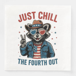 4. Juli GRILLEN Cool Retro Raccoon Chill Out Serviette