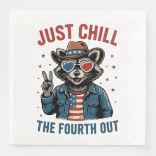 4. Juli GRILLEN Cool Retro Raccoon Chill Out Serviette
