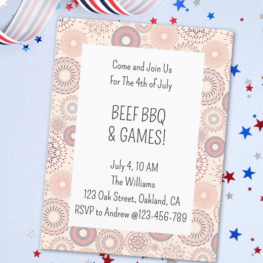 4. Juli GRILLEN des Firecrackers Independence Day Einladungspostkarte