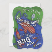 4. Juli-GRILLEN des roten Einladung (Vorderseite)