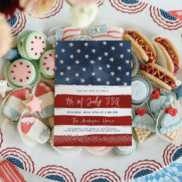 4. Juli GRILLEN Einladung Editable Red White Blu
