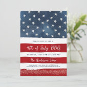 4. Juli GRILLEN Einladung Editable Red White Blu (Stehend Vorderseite)