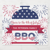 4. Juli Grillen Feuerwerk US Flagge Bierflaschenetikett (Einzelnes Label)