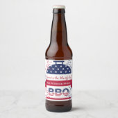 4. Juli Grillen Feuerwerk US Flagge Bierflaschenetikett (Vorderseite)