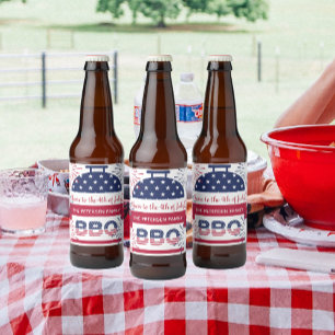 4. Juli Grillen Feuerwerk US Flagge Bierflaschenetikett